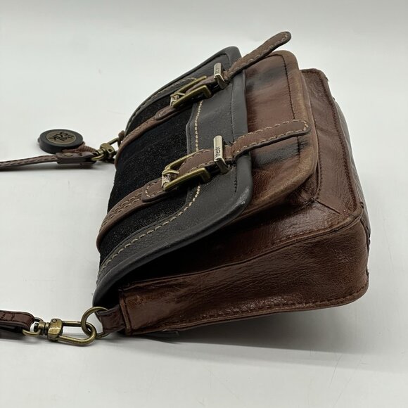 The Sak Leather Tri-Color Adjustable Crossbody Bag Metallic Buckle Boho Purse - Picture 9 of 13